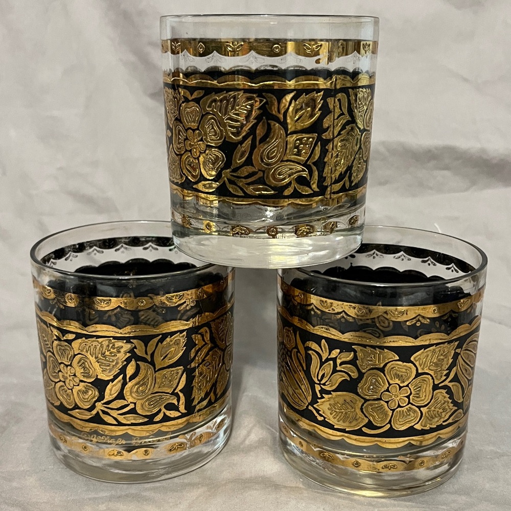 Vintage Georges Briard Double Old Fashioned Glasses- Set Of 3